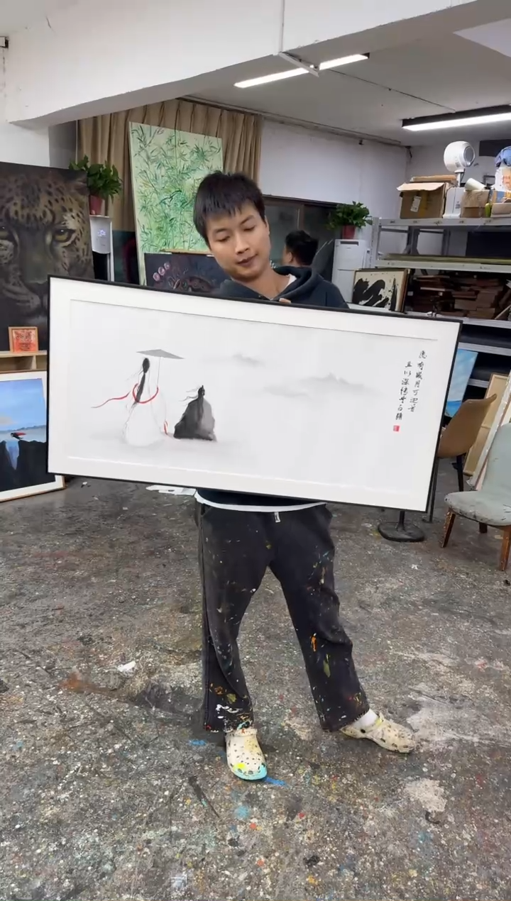 丙烯画随**安画江湖老师今生今世精装裱