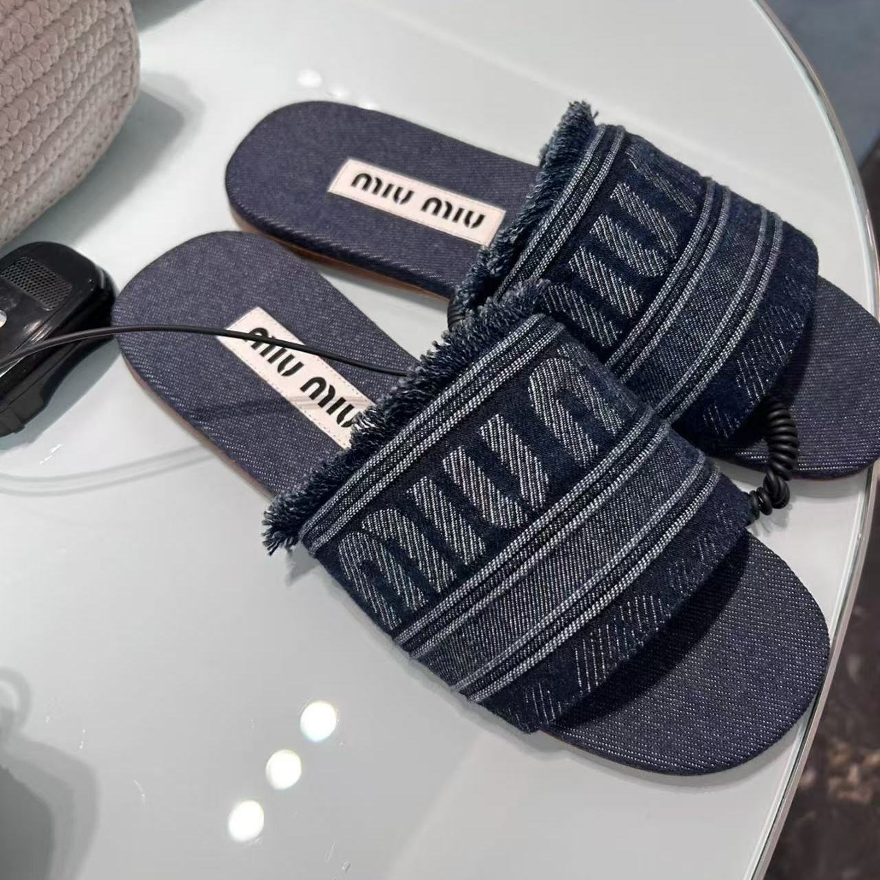 未使用 MIU MIU/缪缪 miumiu牛仔拖鞋35