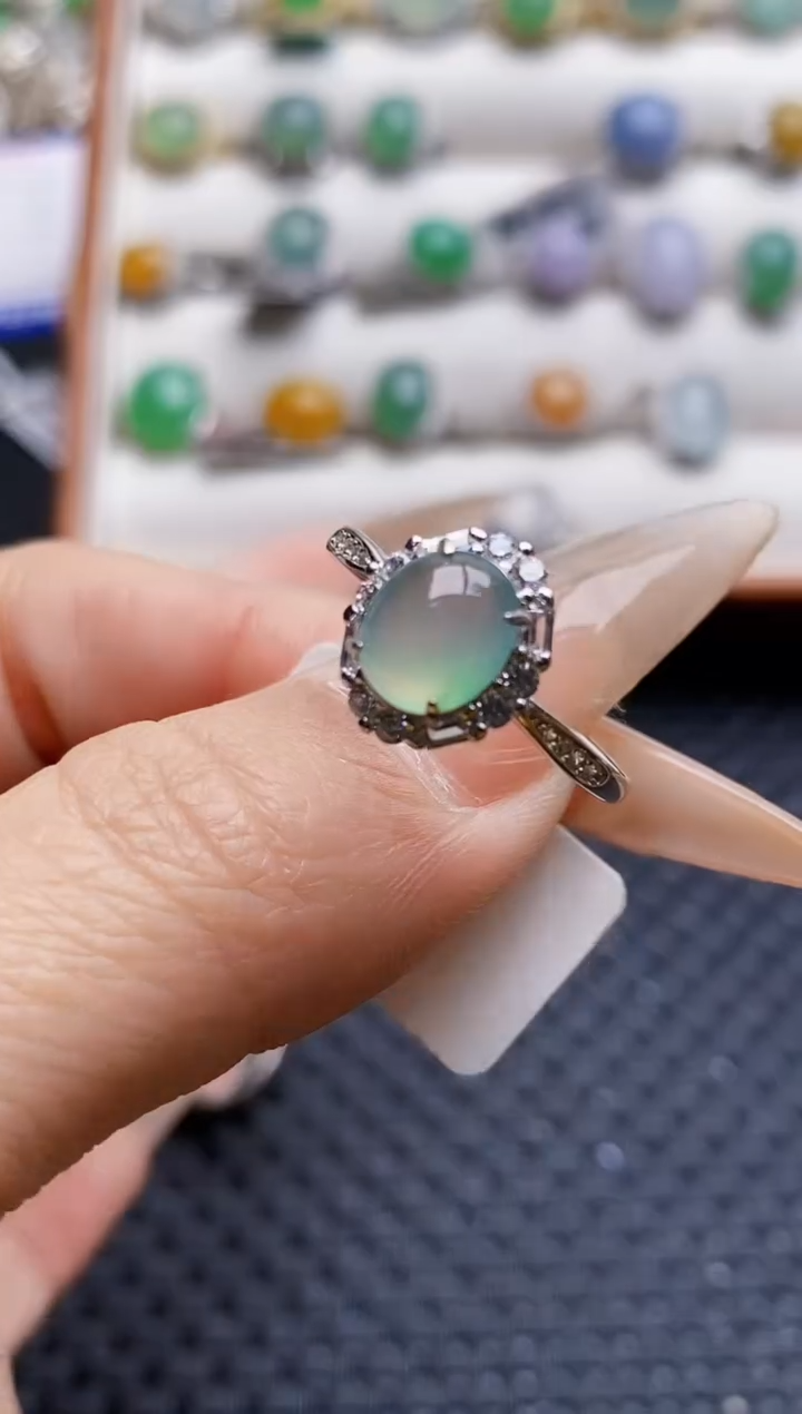 银S925镶嵌戒指翡翠0378