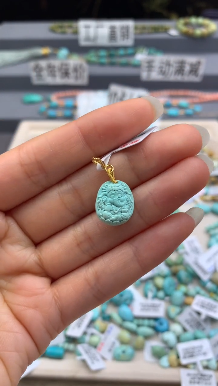 未镶嵌绿松石精工雕刻茜.F60