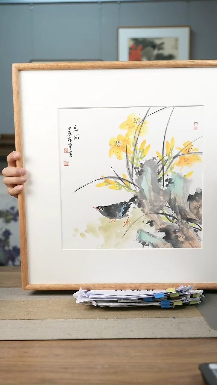 【闪购商品】书法美协副主-赵老师52*52带框花鸟作品