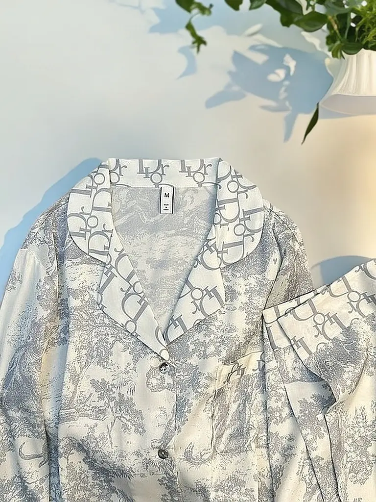 2025新款春秋冰丝长袖外穿家居服女款爆款翻领套装薄款时尚气质外