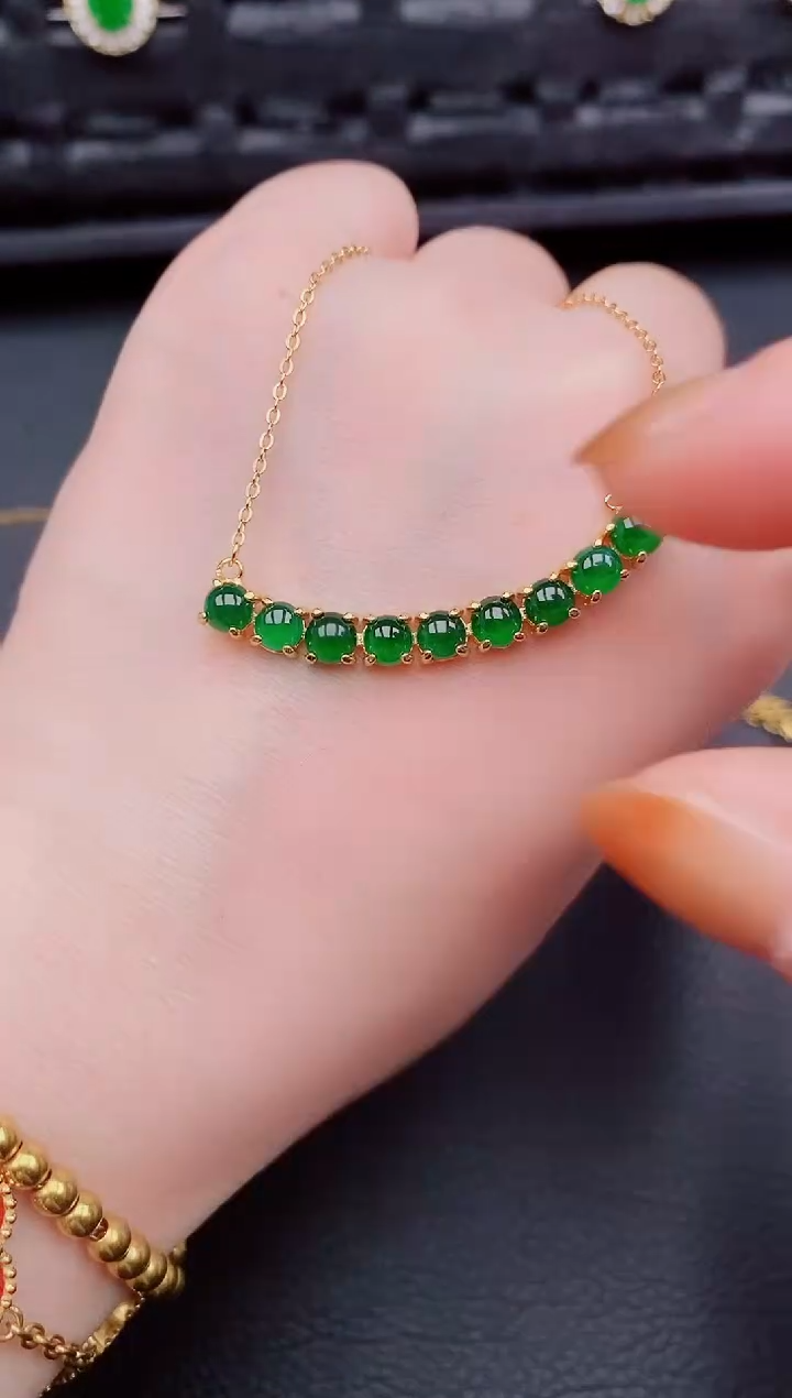 【闪购商品】翡翠颈饰银S925镶嵌天然a货翡翠332