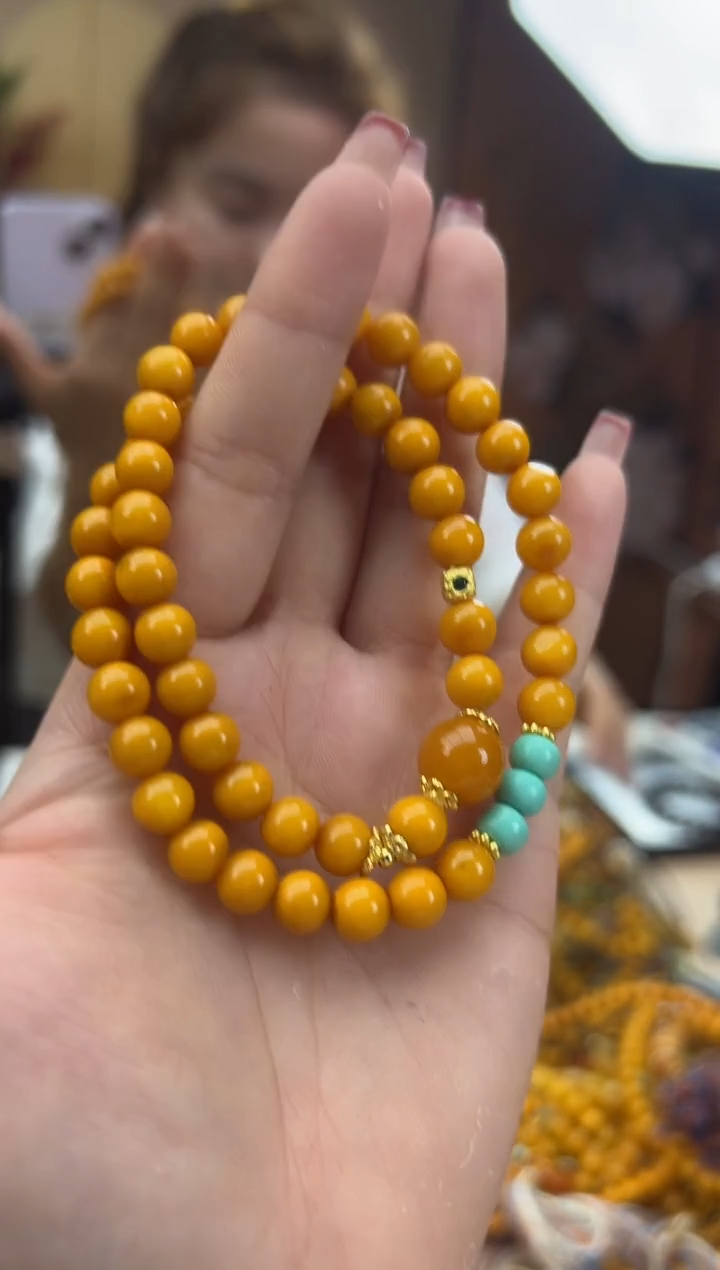 【闪购商品】琥珀裸石未镶嵌蜜蜡双圈手串多样性发一条