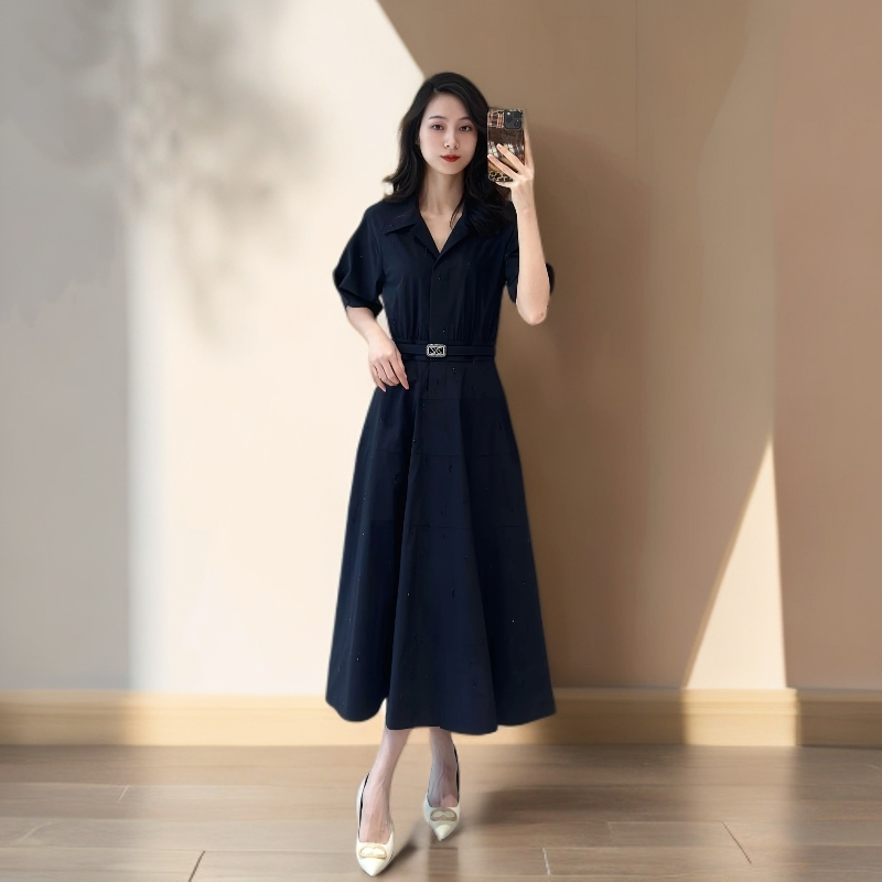 GXO 2025夏季新款衬衫领通勤连衣裙LYQ0200