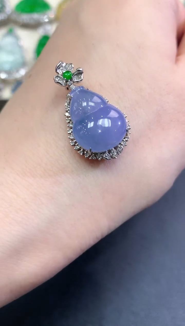 【闪购商品】翡翠颈饰18K金镶嵌D13   紫货有色差