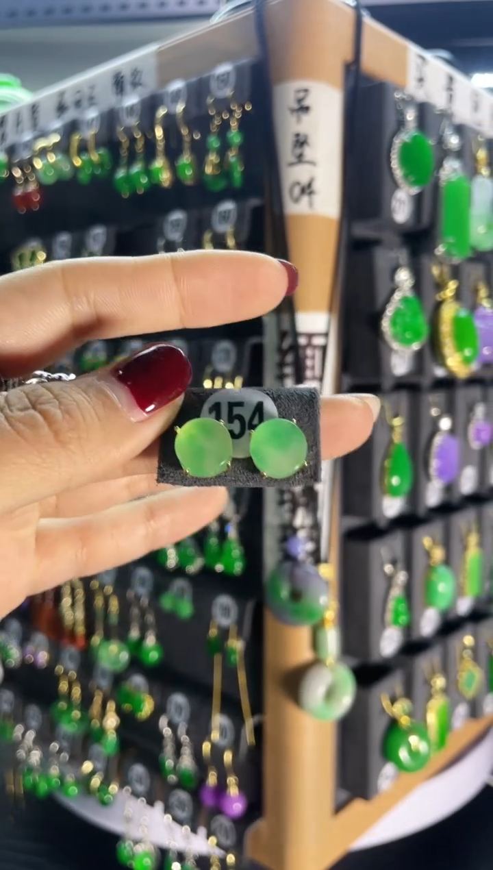 【闪购商品】翡翠耳饰银S925镶嵌154..