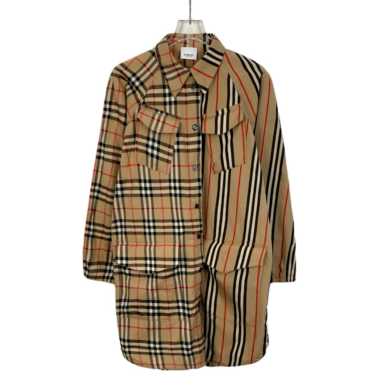 95新 BURBERRY/博柏利  H14024 棕色格纹长袖衬衫连衣裙 12Y码