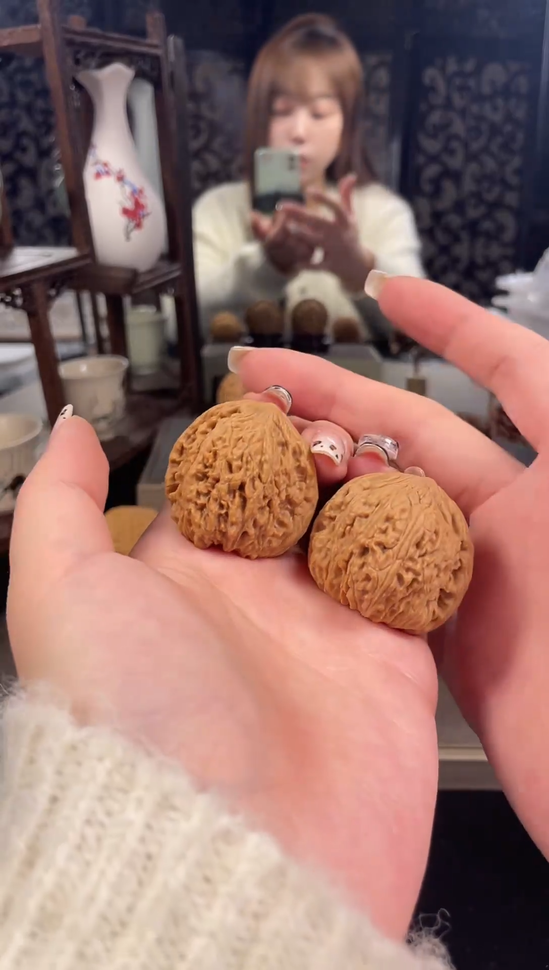 【闪购商品】文玩核桃把件绣球38尺-23