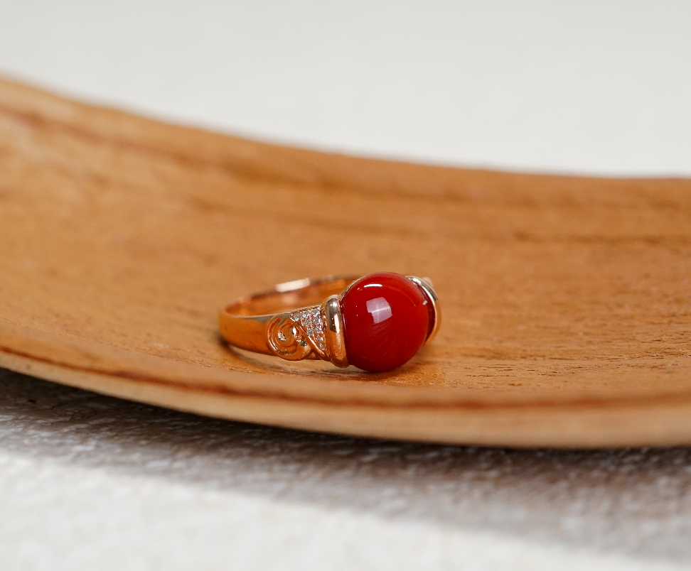 【老爸评测专属】18K金珊瑚戒指 FA111409