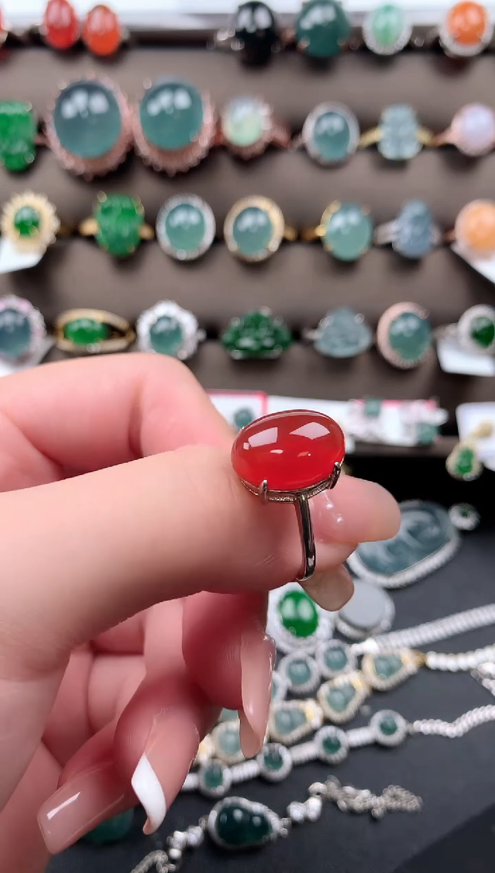 【闪购商品】玛瑙/玉髓戒指银S925镶嵌52145124124