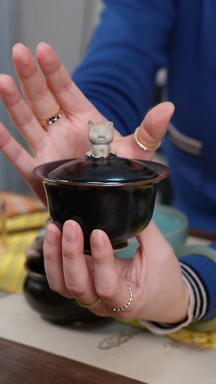 【闪购商品】猫咪元宝盖碗随机发货