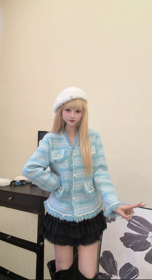 【艾丽莎定制】新款气质时尚轻奢百搭女装小香风外套-1047