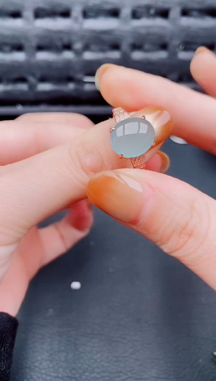 【闪购商品】翡翠戒指银S925镶嵌天然a货翡翠78