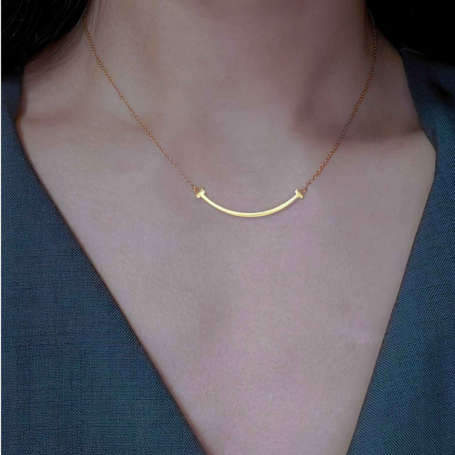 合金项链 微笑双打结式吊坠 项链女款