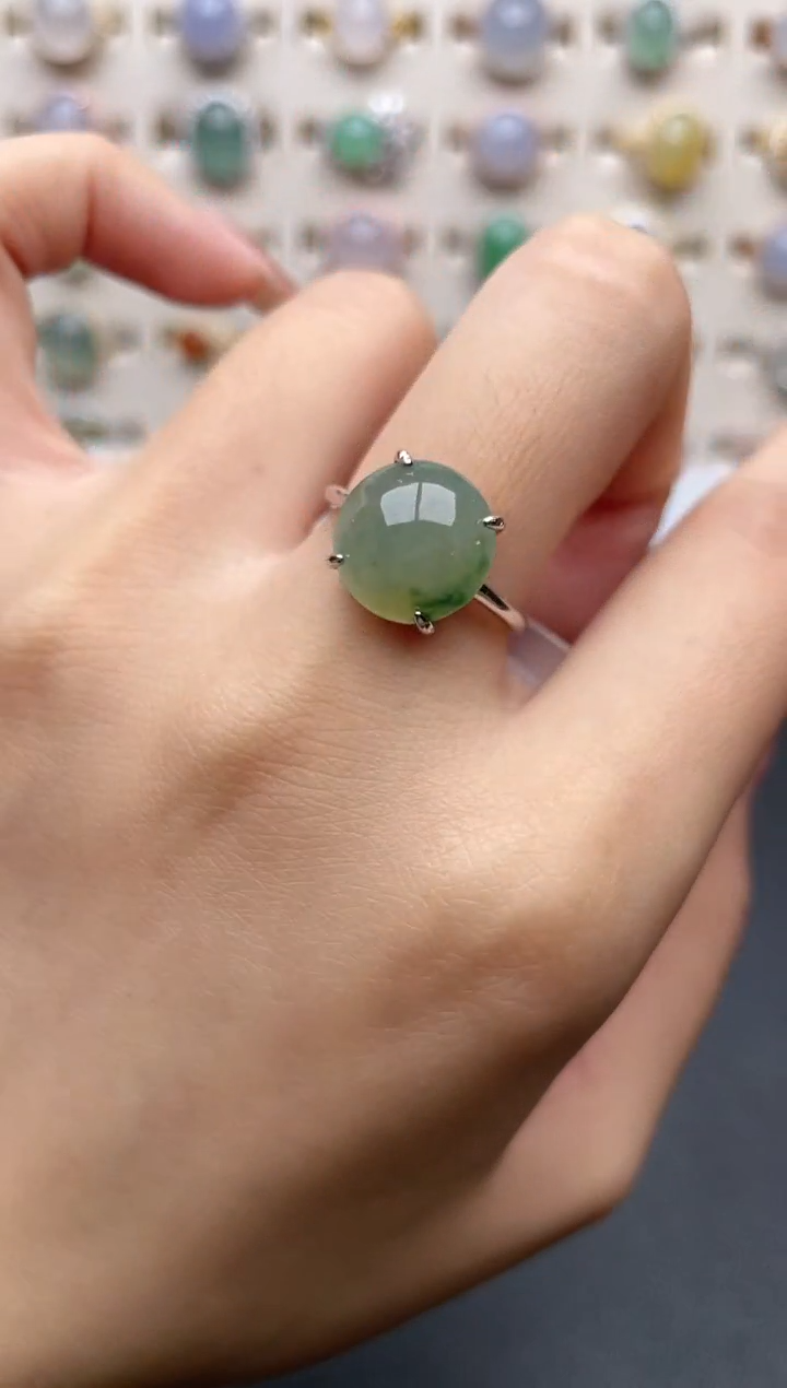 【闪购商品】翡翠戒指银S925镶嵌一物一证一礼盒