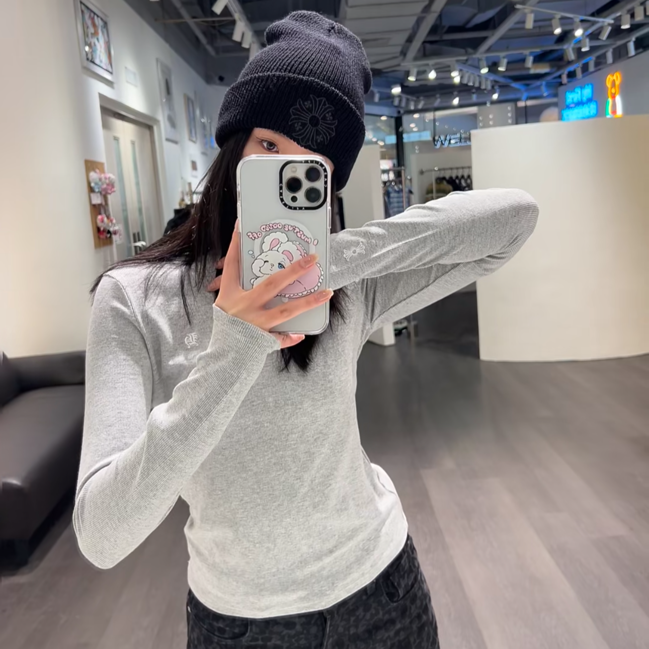 【XIAOLU】十字梵文天丝羊毛长袖打底