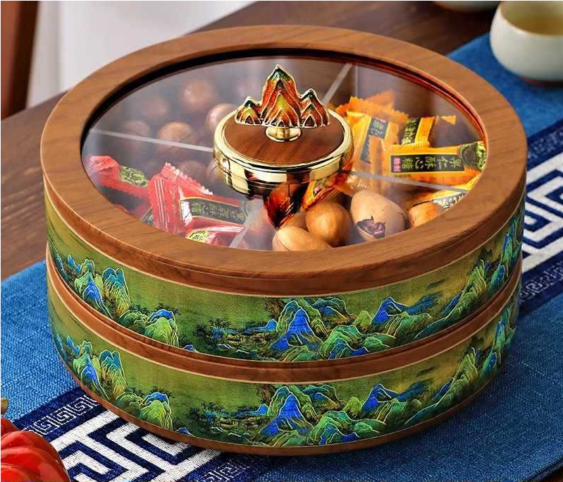 【宝格】干果盒新中式坚果盘客厅茶几家用干果瓜子收纳零食盘