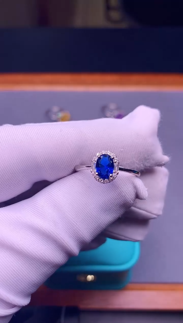 【闪购商品】蓝宝石戒指银S925镶嵌............
