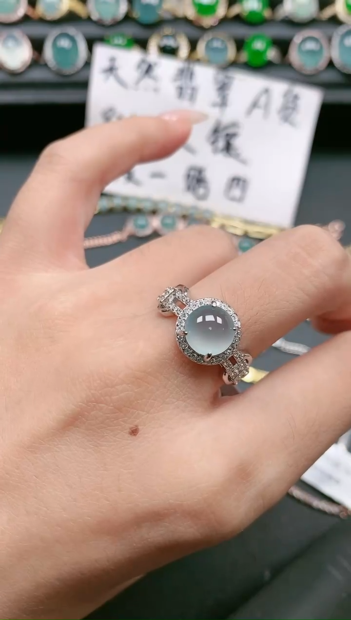 翡翠戒指银S925镶嵌1111111