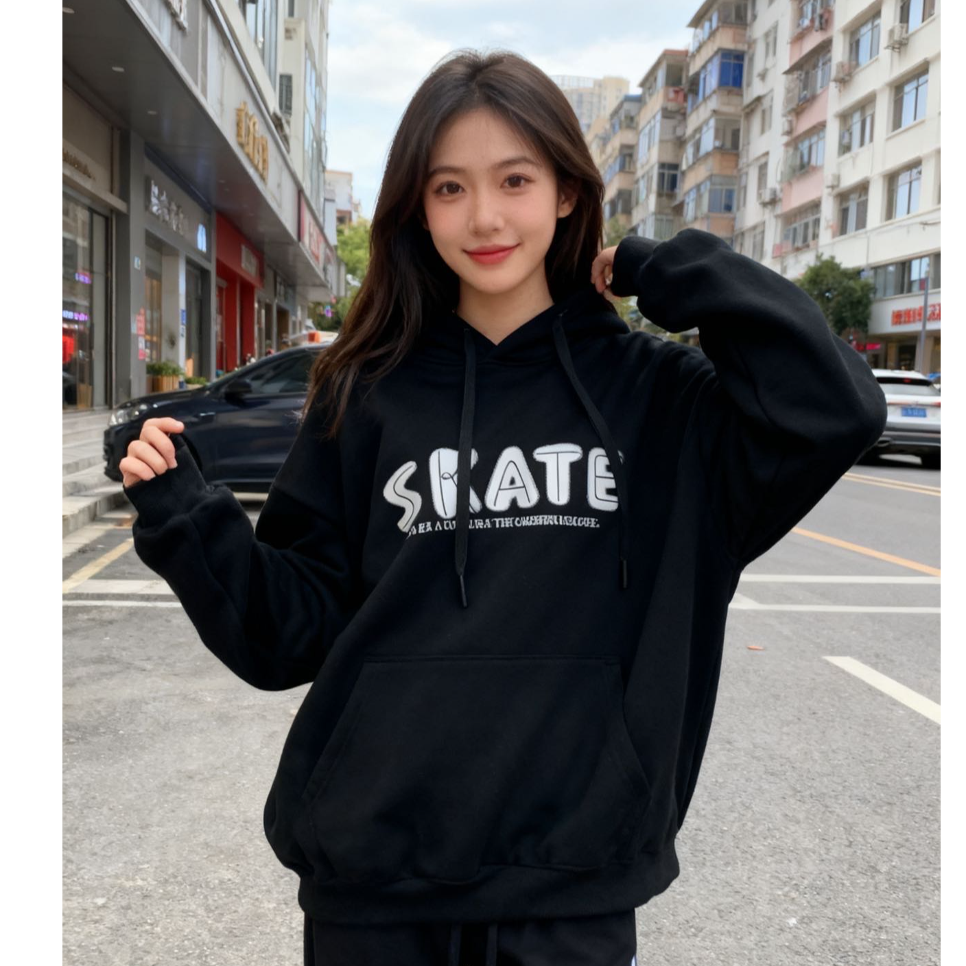 8963678高端专享天花板秋冬款加绒连帽卫衣黑色（靠谱）