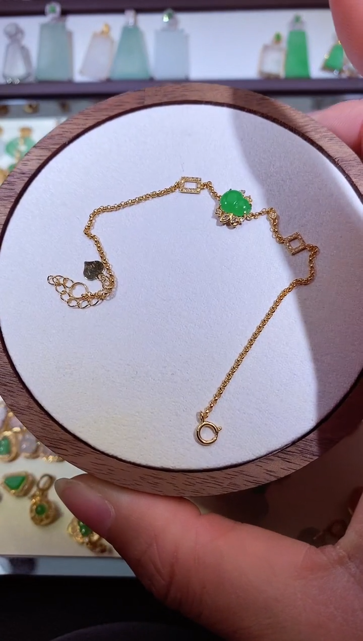 翡翠18K金镶嵌吊坠(不含链)&****)11111111