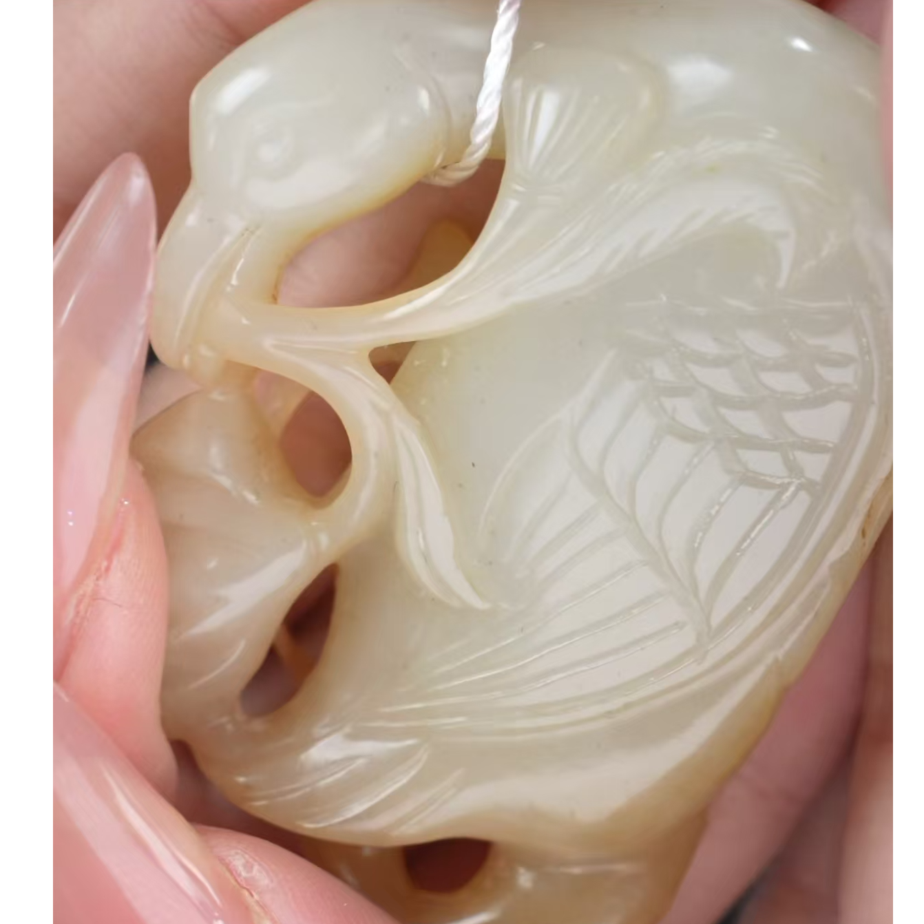 晚清和田玉鹅衔灵芝