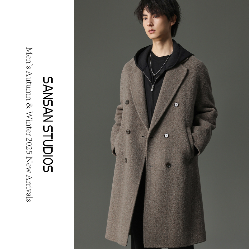 【100%双面羊毛】冬季双面羊毛大衣男士韩版宽松中长款外套大衣男