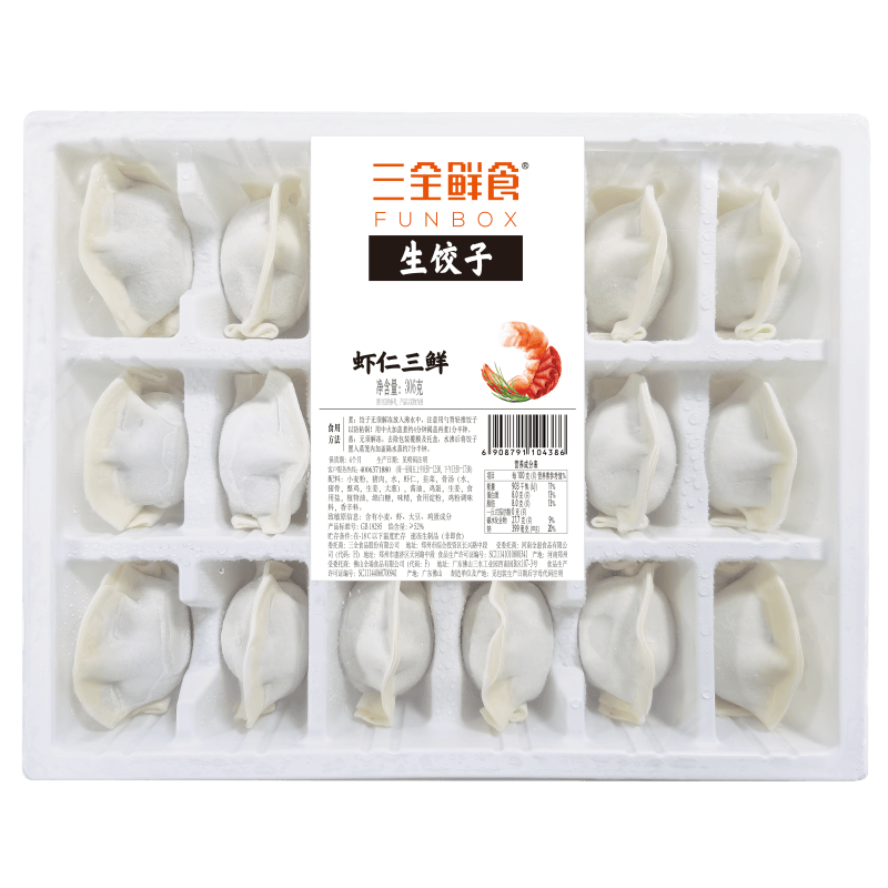 三全鲜食虾仁三鲜生饺子 306g