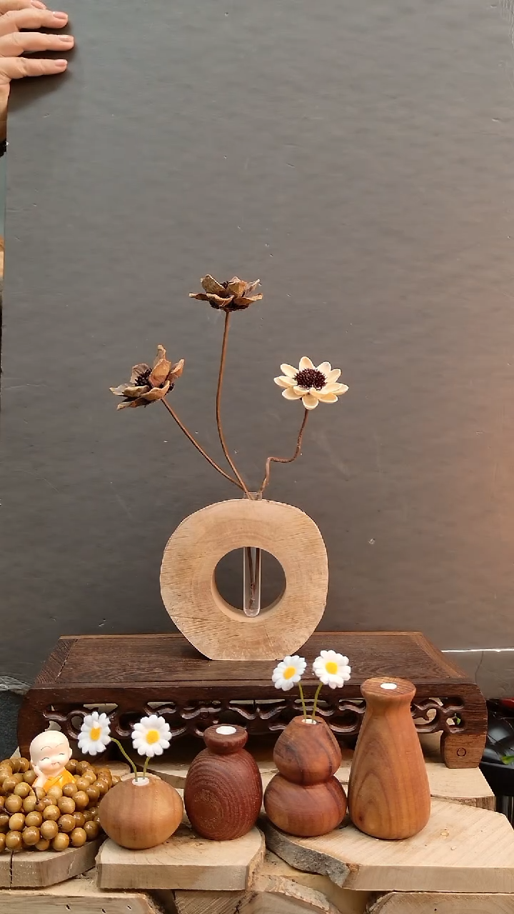 木实木镂空水培花瓶