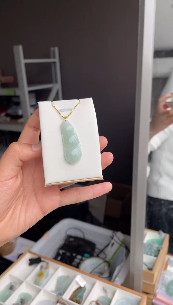 吊坠(不含链)18K金镶嵌翡翠天然缅甸A货翡翠