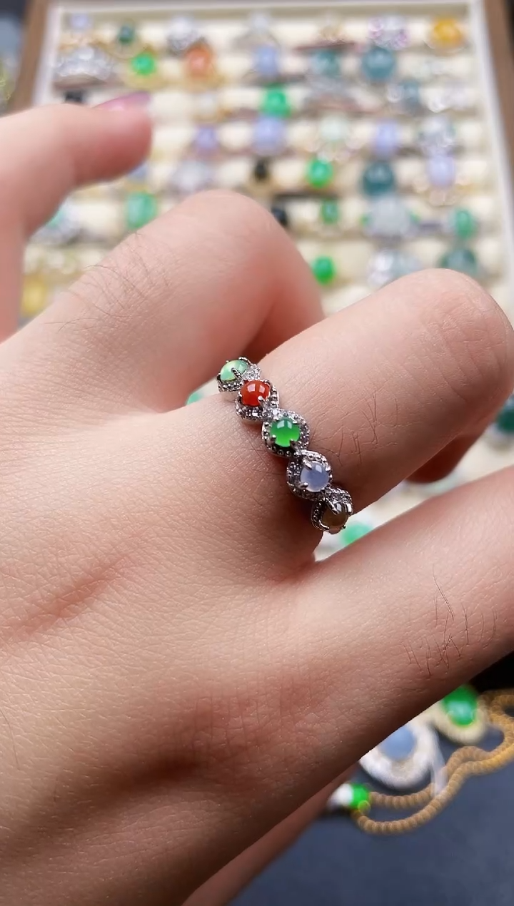 银S925镶嵌戒指翡翠2