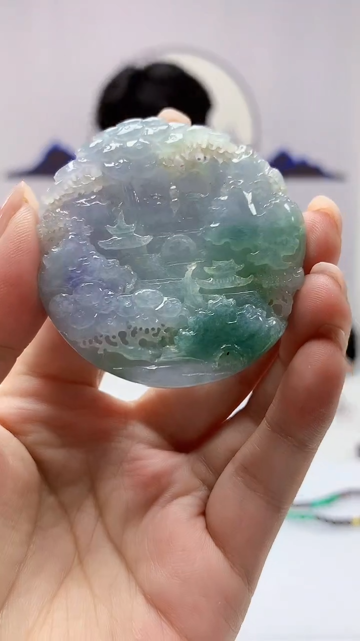 【闪购商品】定制翡翠未镶嵌5145ms-毛货挂件山水130