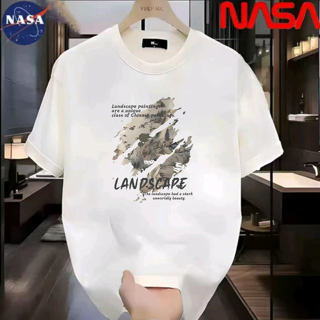 【NASA联名】纯棉夏季圆领短袖T恤休闲百搭宽松时尚男女同款休闲37