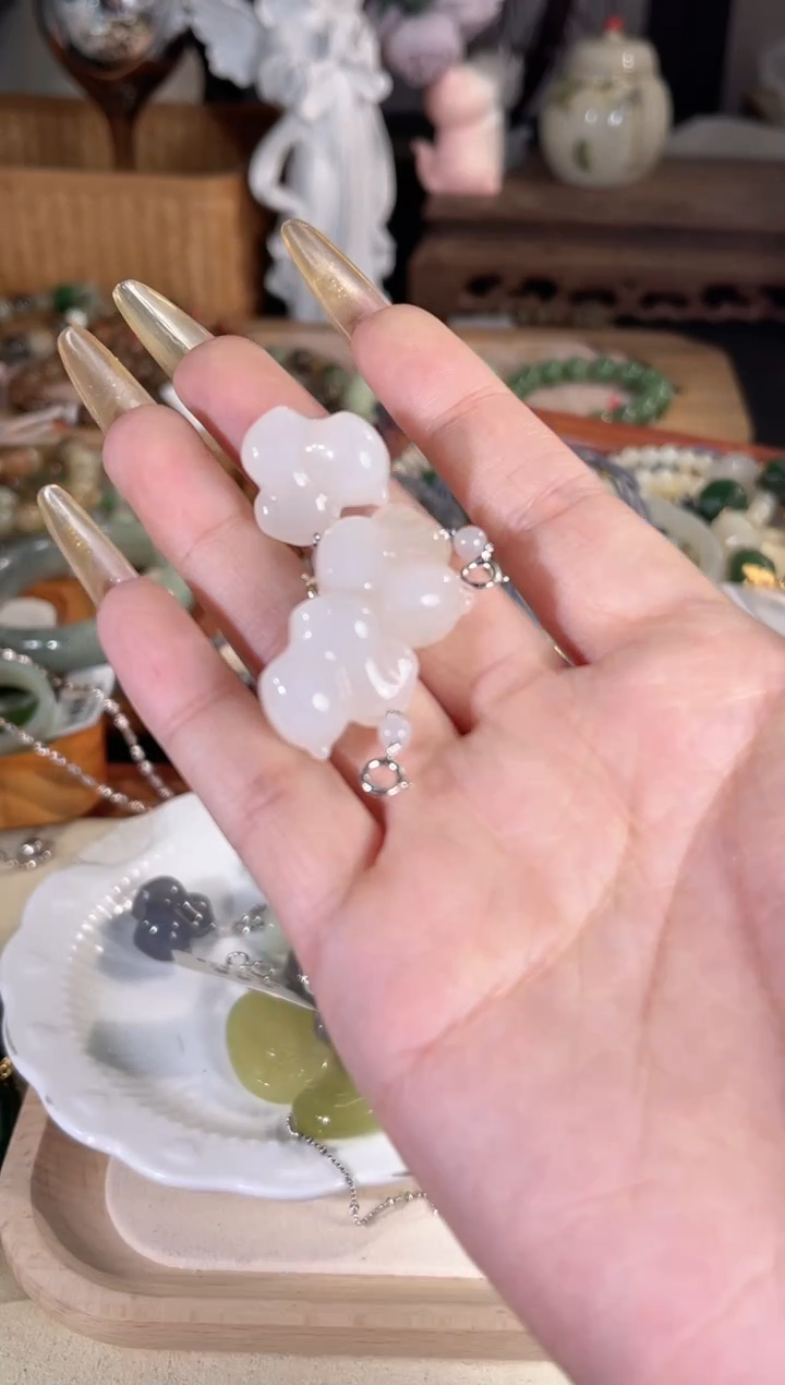 吊坠(不含链)银S925镶嵌和田玉多样性发其一孤品默认微瑕