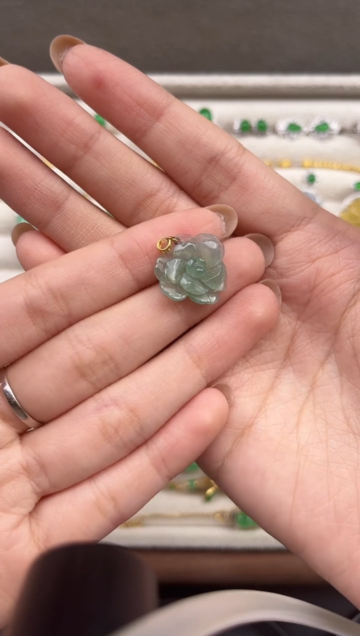 吊坠(不含链)18K金镶嵌翡翠翠小二缅甸翡翠严选TXB