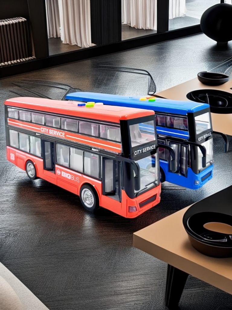 公交车惯性玩具双层巴士开门大号仿真公共汽车男孩益智早教生日礼