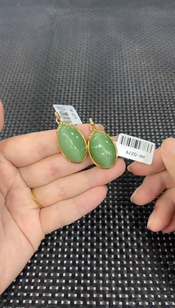 和田玉18K金镶嵌颈饰（多样性发一件）0279