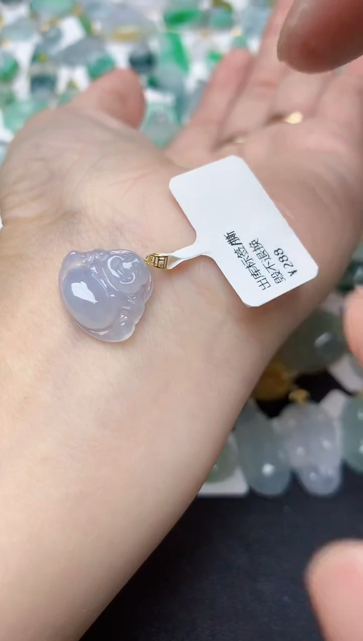 颈饰18K金镶嵌翡翠天然缅甸A货翡翠