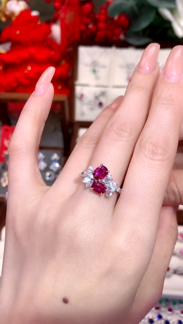 【闪购商品】红宝石戒指18K金镶嵌1.4ct/天然宝石/七天无理由