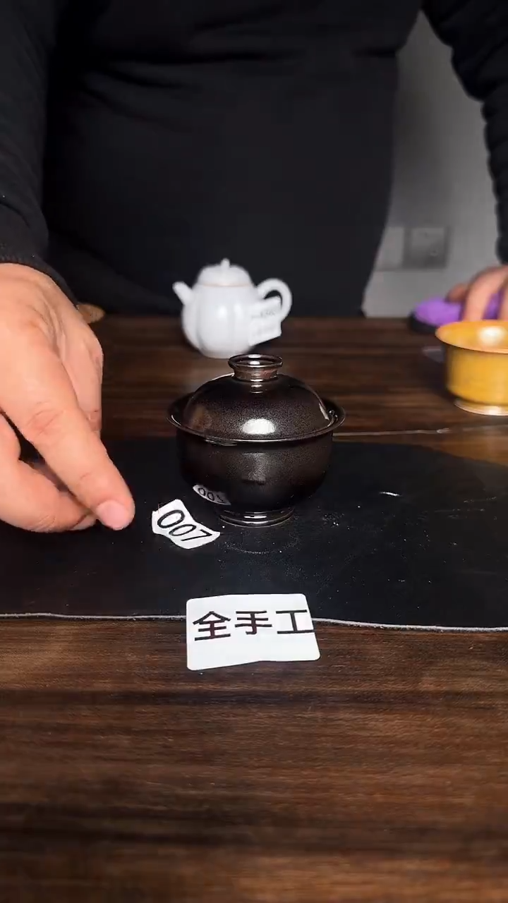 婺州龙窑烧制技艺全手工盖碗80ml（007