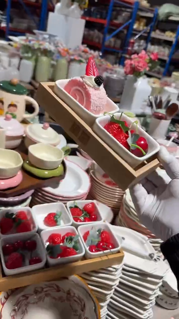 陶瓷方碗木托盘3件套微瑕 凑满20元包邮