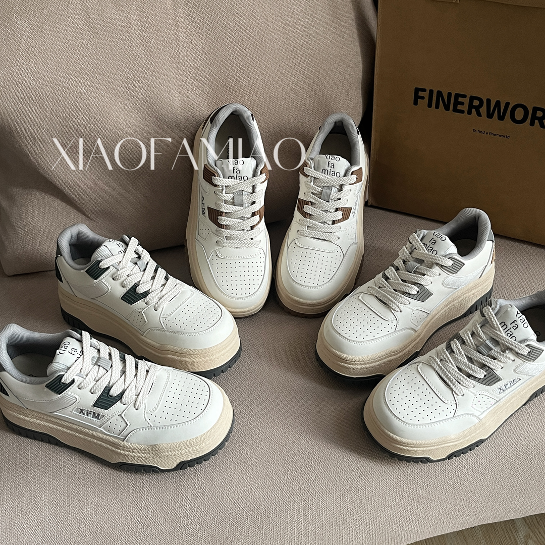 小发喵时尚复古厚底百搭低帮系带休闲板鞋