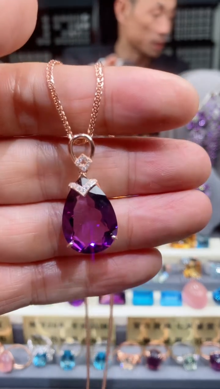 【闪购商品】紫晶吊坠银S925镶嵌紫晶吊坠