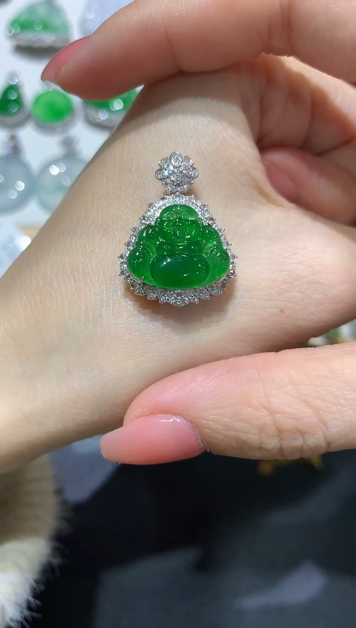 【闪购商品】翡翠吊坠(不含链)18K金镶嵌团购3