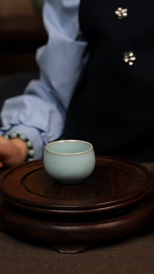 瓷片天青色小禅定杯60ml微瑕不带礼盒