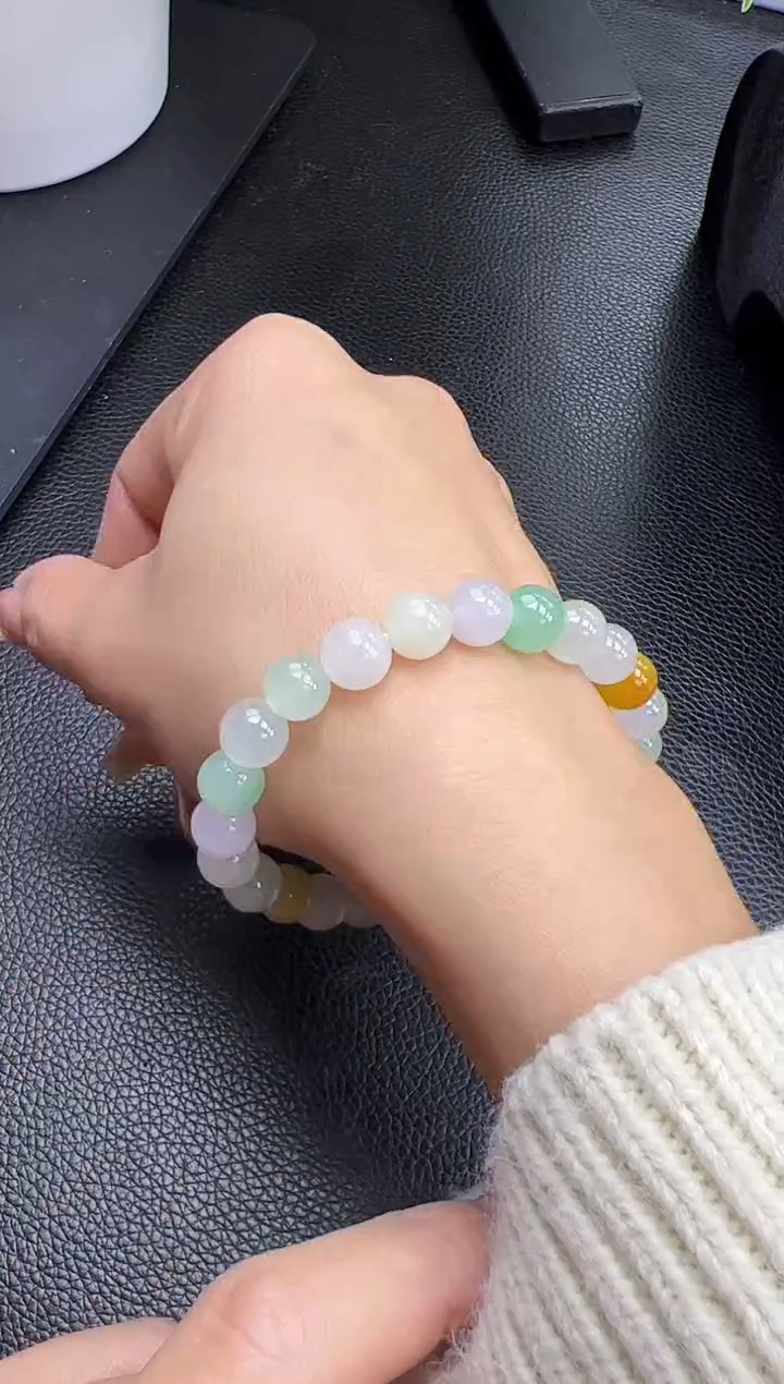 【闪购商品】翡翠手串未镶嵌YM444-1 彩多宝手串