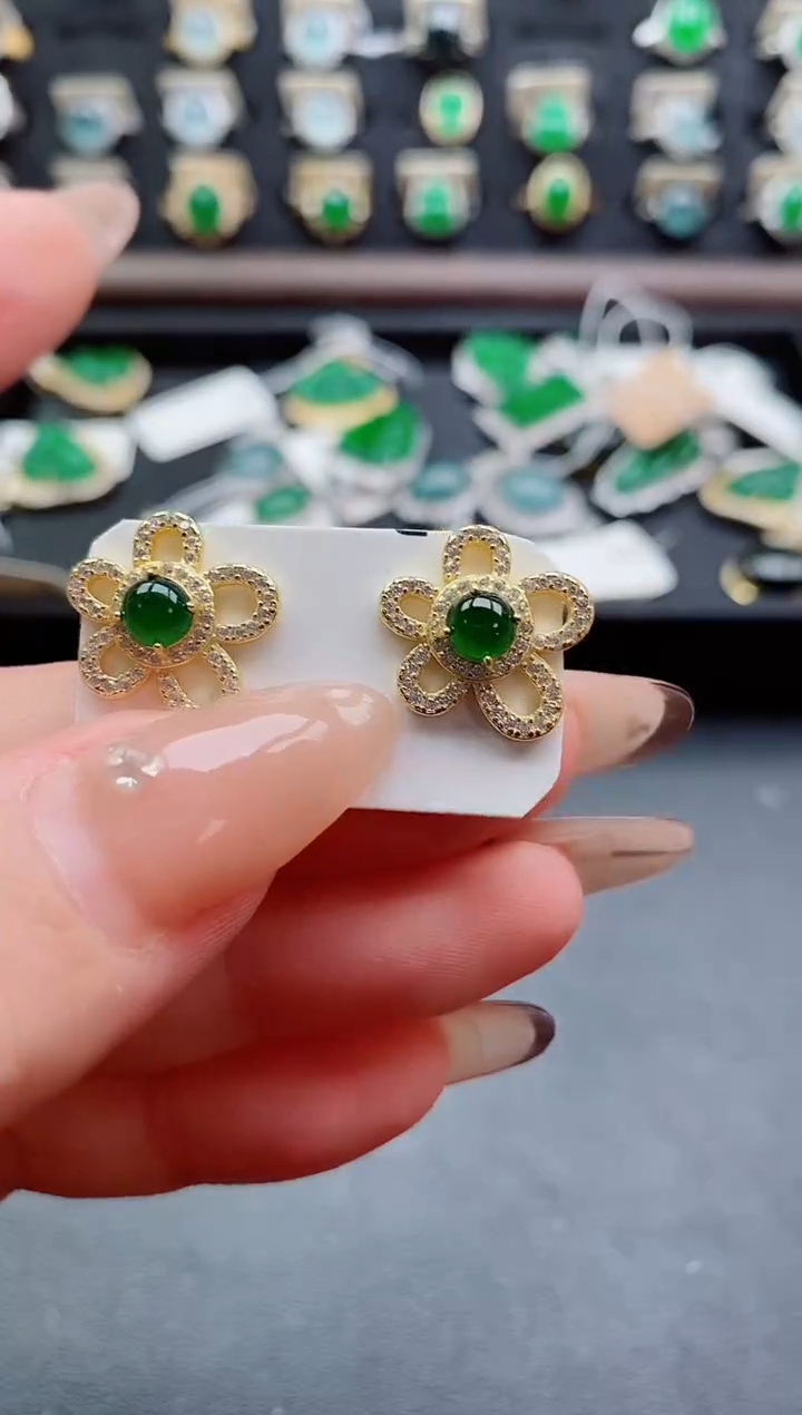 银S925镶嵌戒指翡翠1