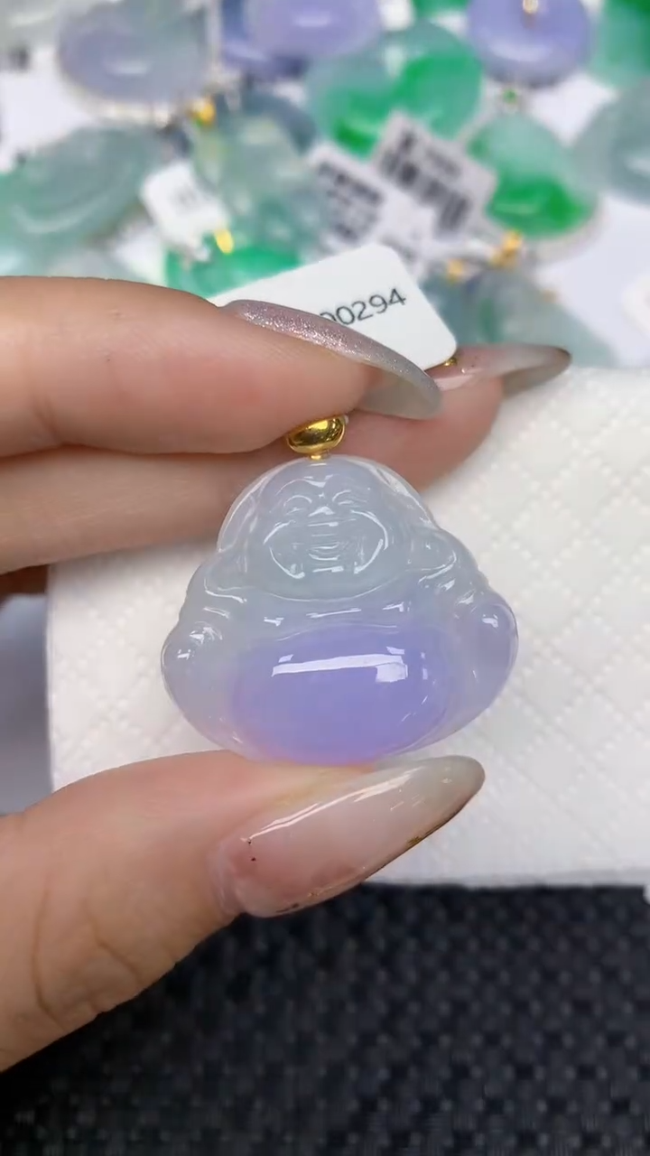 颈饰18K金镶嵌翡翠天然缅甸翡翠a货百元以上9元证书费自理