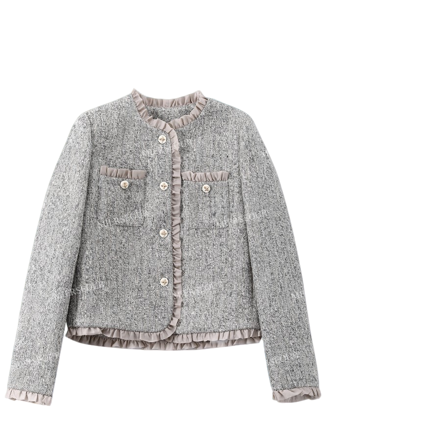 【封后轻奢设计】秋冬法式小香花边外套8833336